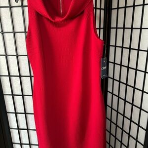Chaps Vibrant Red Cowl Neck Midi Dress